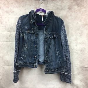 Free people denim sweatshirt jacket